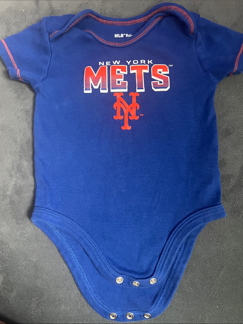 MLB New York Mets Navy Blue and Orange Baby Bodysuit